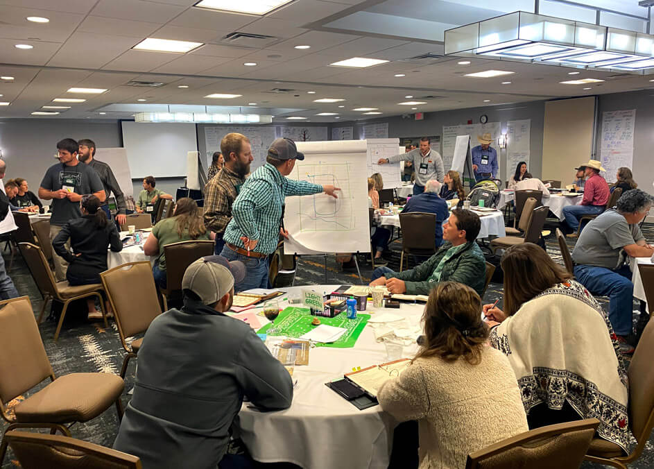 People working on a chart at the Ranching for Profit School